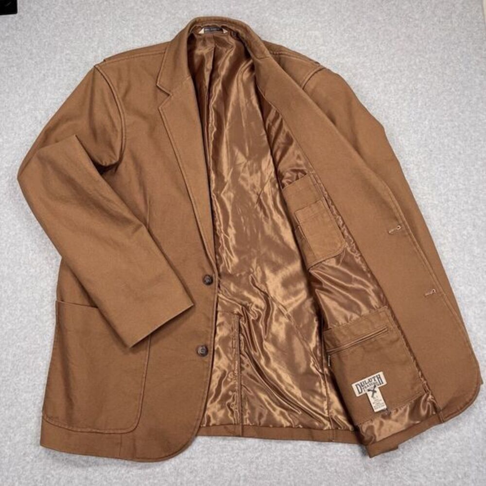 Duluth Trading Fire Hose Canvas Presentation Jacket Brown Blazer Mens XLT 26514